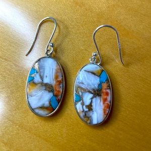 Spiny Oyster & Mother of Pearl with Bronze Oval Shaped Earrings